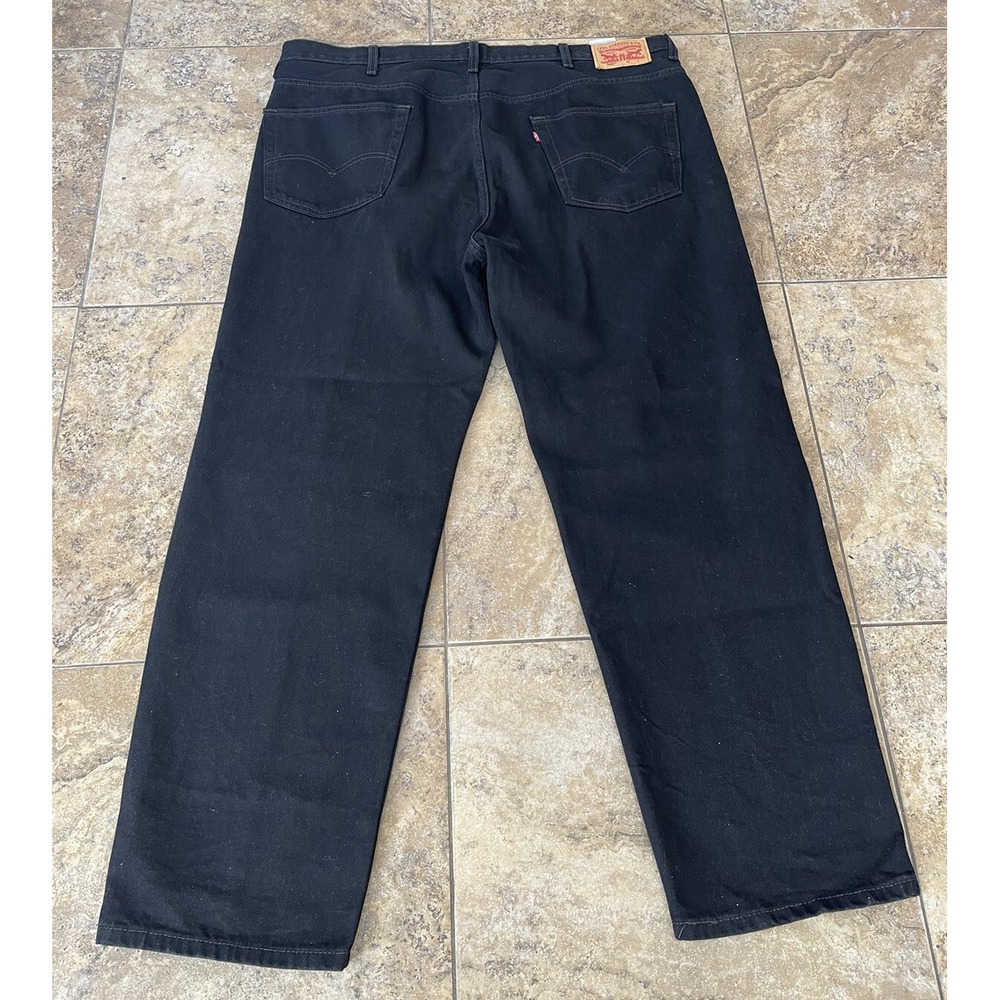 Levis 550 Mens Dark Wash Mid Rise Relaxed Fit Straight Denim Jeans Size 46x32 - Picture 5 of 8